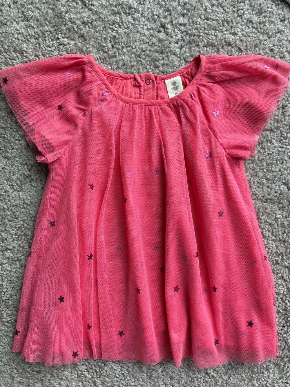 Tucker + Tate Dark Coral Pink Layered Tule Dress with Glitter Stars